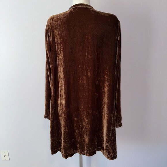 CP Shades Jasmine Tunic Blouse Brown Rayon Silk Size Large Long Sleeve Womens - Picture 5 of 8